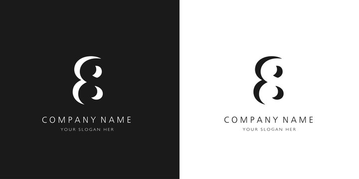 8 logo numbers modern black and white design	