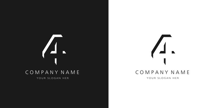 4 logo numbers modern black and white design	