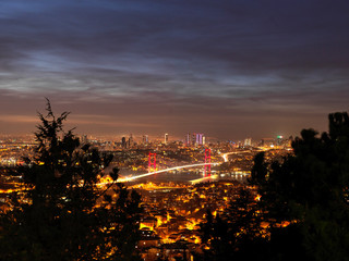 Istanbul Bosphorus Bridge View at Night
