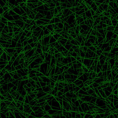 Abstract seamless pattern of randomly arranged lines in green colors