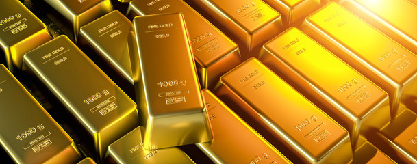 Gold bar close up shot. wealth business success concept..