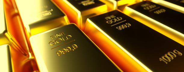 Gold bar close up shot. wealth business success concept..