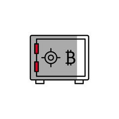 safety box, bitcoin, cryptocurrency, security icon. Element of color finance. Premium quality graphic design icon. Signs and symbols collection icon for websites