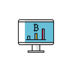 monitor, chart, bitcoin, cryptocurrency icon. Element of color finance. Premium quality graphic design icon. Signs and symbols collection icon for websites