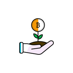 hand and money tree icon. Element of color finance. Premium quality graphic design icon. Signs and symbols collection icon for websites