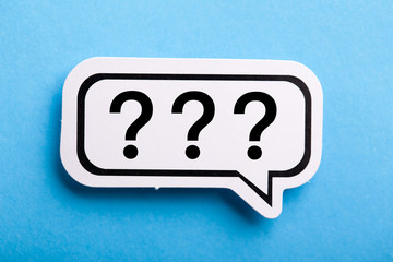 Question Mark Speech Bubble Isolated On Blue