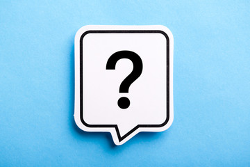 Question Mark Speech Bubble Isolated On Blue