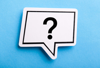 Question Mark Speech Bubble Isolated On Blue