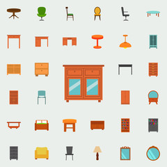 chest of drawers flat icon. Furniture icons universal set for web and mobile