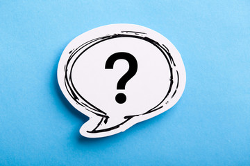 Question Mark Speech Bubble Isolated On Blue