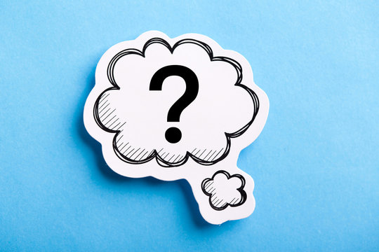 Question Mark Speech Bubble Isolated On Blue