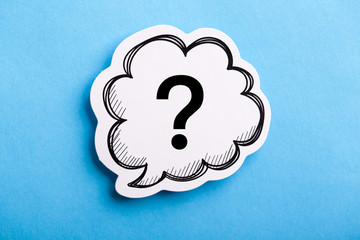 Question Mark Speech Bubble Isolated On Blue