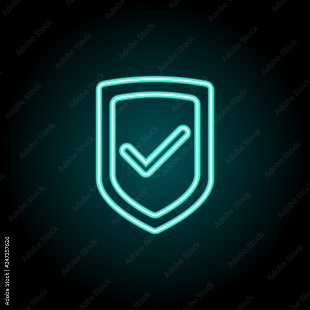 Poster shield icon. elements of logistics in neon style icons. simple icon for websites, web design, mobile