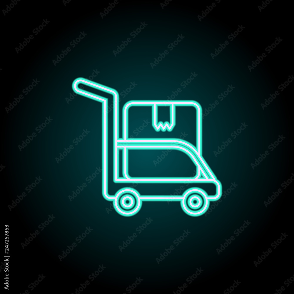 Poster move box icon. elements of logistics in neon style icons. simple icon for websites, web design, mobi