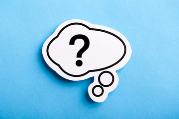 Question Mark Speech Bubble Isolated On Blue