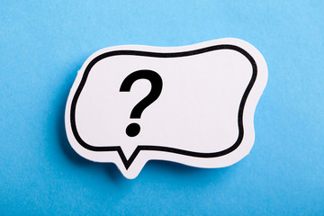 Question Mark Speech Bubble Isolated On Blue