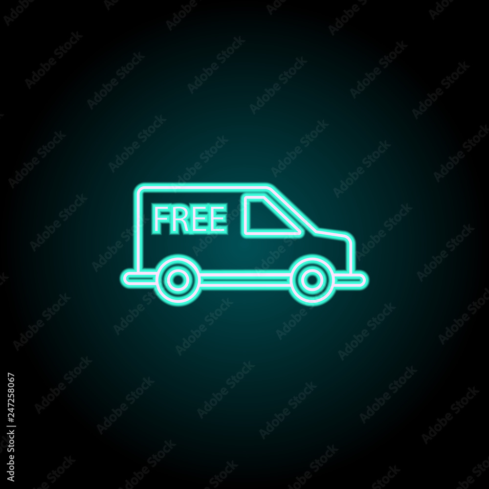 Poster free sending icon. elements of logistics in neon style icons. simple icon for websites, web design, 