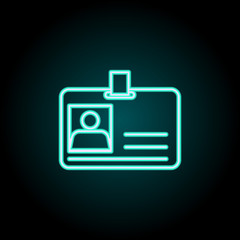 Id card icon. Elements of Logistics in neon style icons. Simple icon for websites, web design, mobile app, info graphics