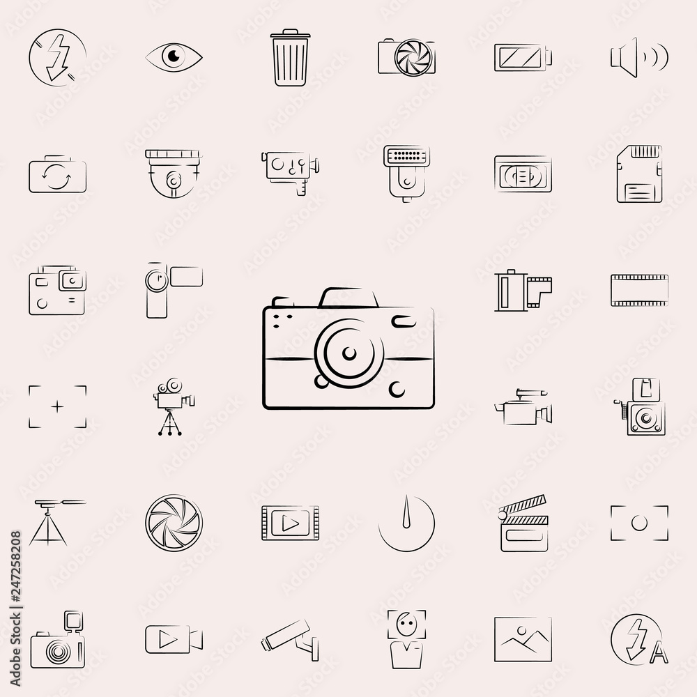 Poster simple camera outine icon. photo and camera icons universal set for web and mobile