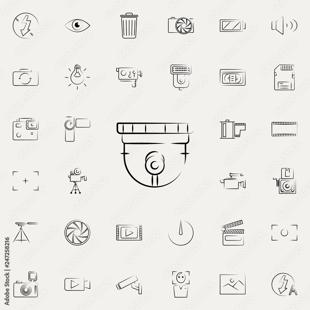 Poster surveillance camera outine icon. photo and camera icons universal set for web and mobile