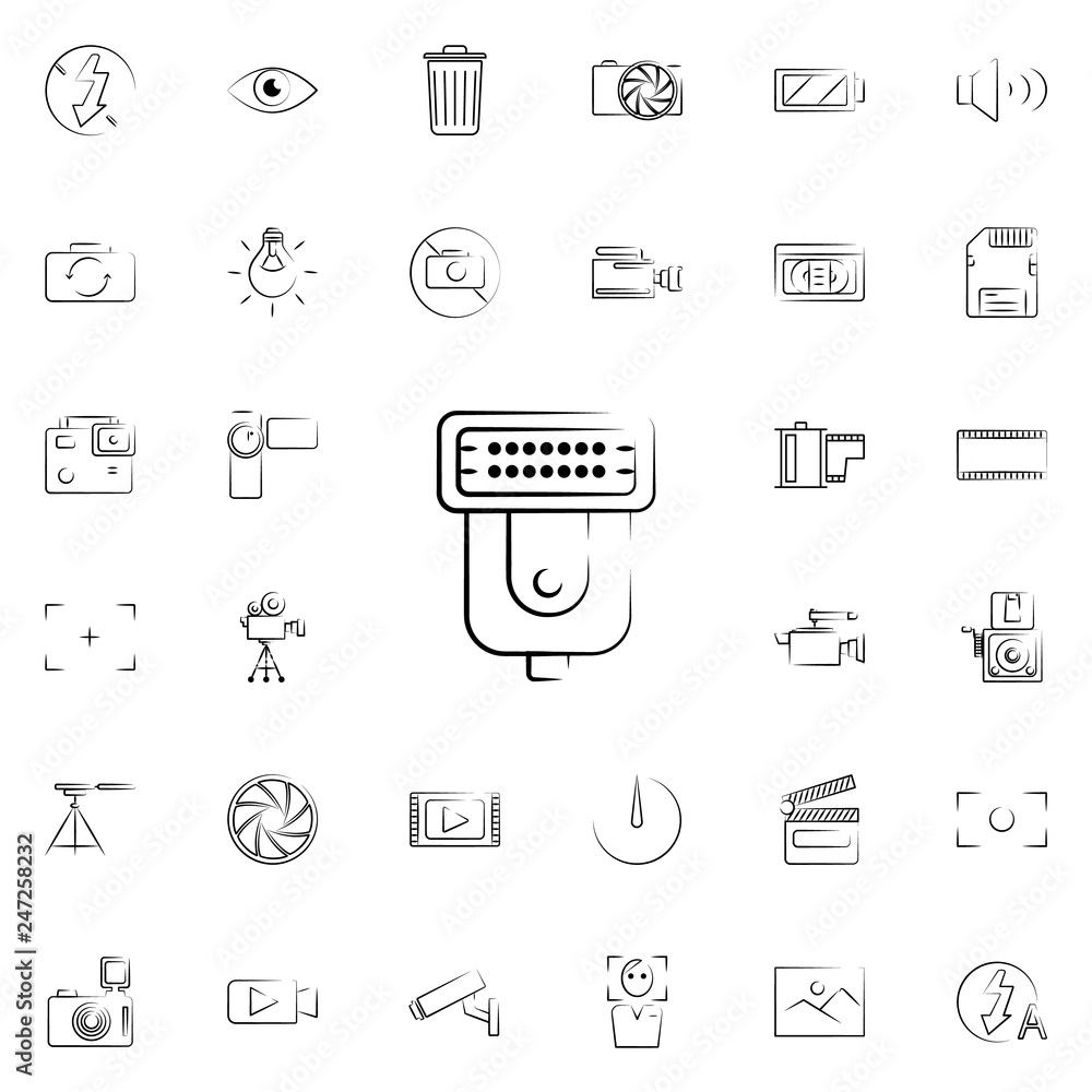 Poster flash for camera outine icon. photo and camera icons universal set for web and mobile
