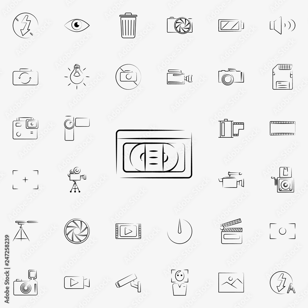 Poster video cassette outine icon. photo and camera icons universal set for web and mobile