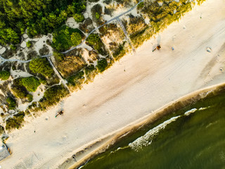 Aerial view of the Baltic Sea shore line near Klaipeda city, Lithuania.