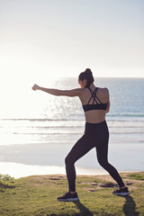 Fototapeta premium Woman dancing on the beach