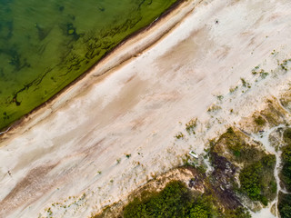 Aerial view of the Baltic Sea shore line near Klaipeda city, Lithuania.