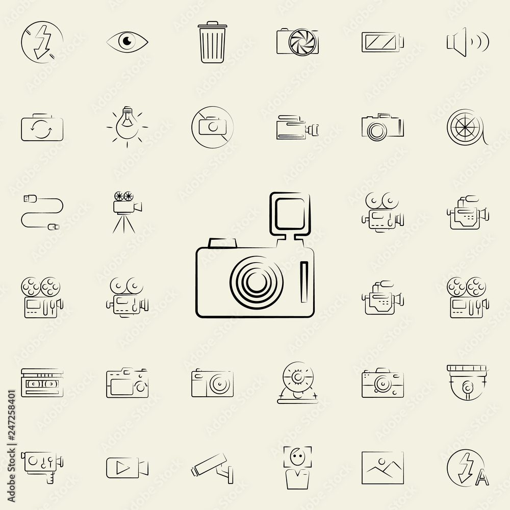 Poster camera outine icon. photo and camera icons universal set for web and mobile