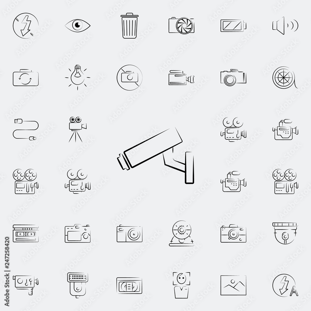Aufkleber surveillance camera outine icon. photo and camera icons universal set for web and mobile