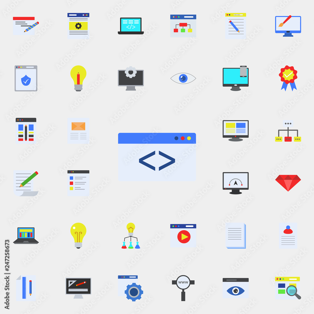 Aufkleber internet browser colored icon. programming sticker icons universal set for web and mobile