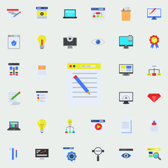 electronic writing colored icon. Programming sticker icons universal set for web and mobile