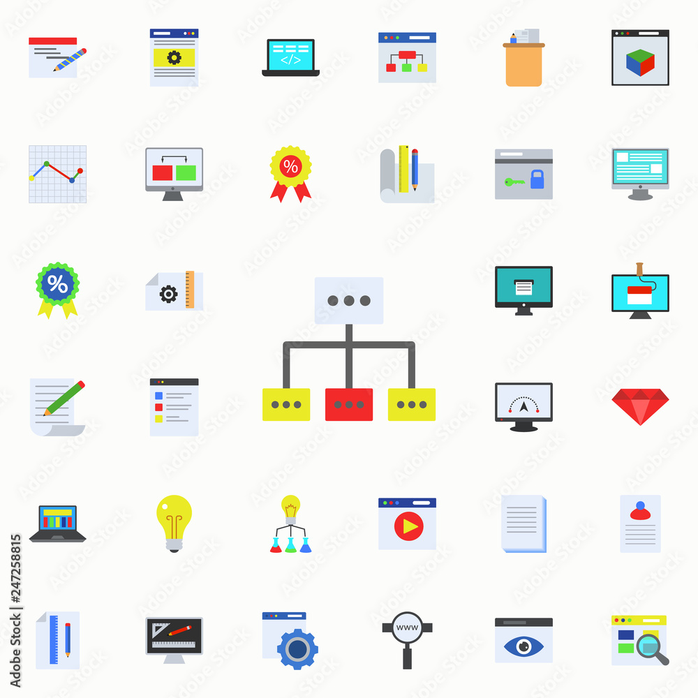 Poster management structure colored icon. programming sticker icons universal set for web and mobile