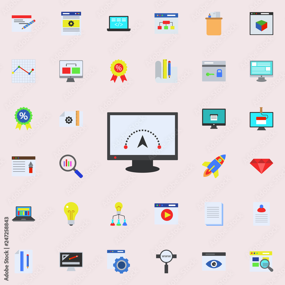 Poster internet speed colored icon. programming sticker icons universal set for web and mobile