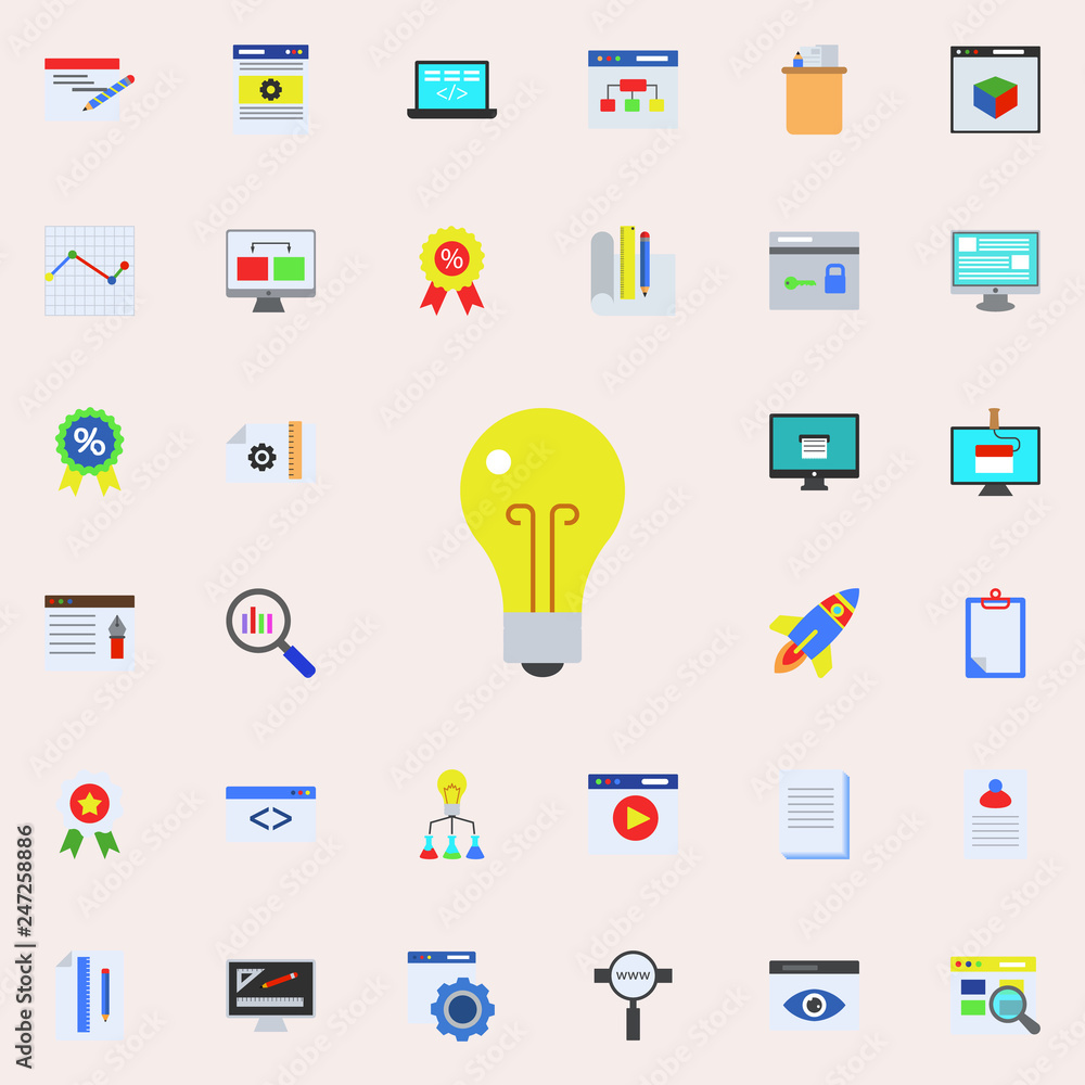 Poster bulb colored icon. programming sticker icons universal set for web and mobile