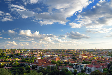 Fototapeta na wymiar Aerial view of Vilnius Old Town, one of the largest surviving medieval old towns in Northern Europe.