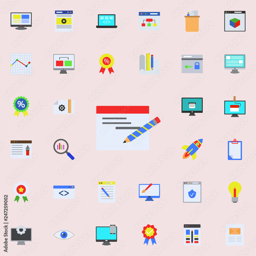 Poster email colored icon. programming sticker icons universal set for web and mobile