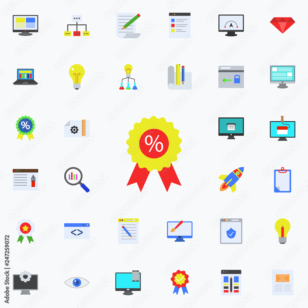Poster discount sign colored icon. programming sticker icons universal set for web and mobile