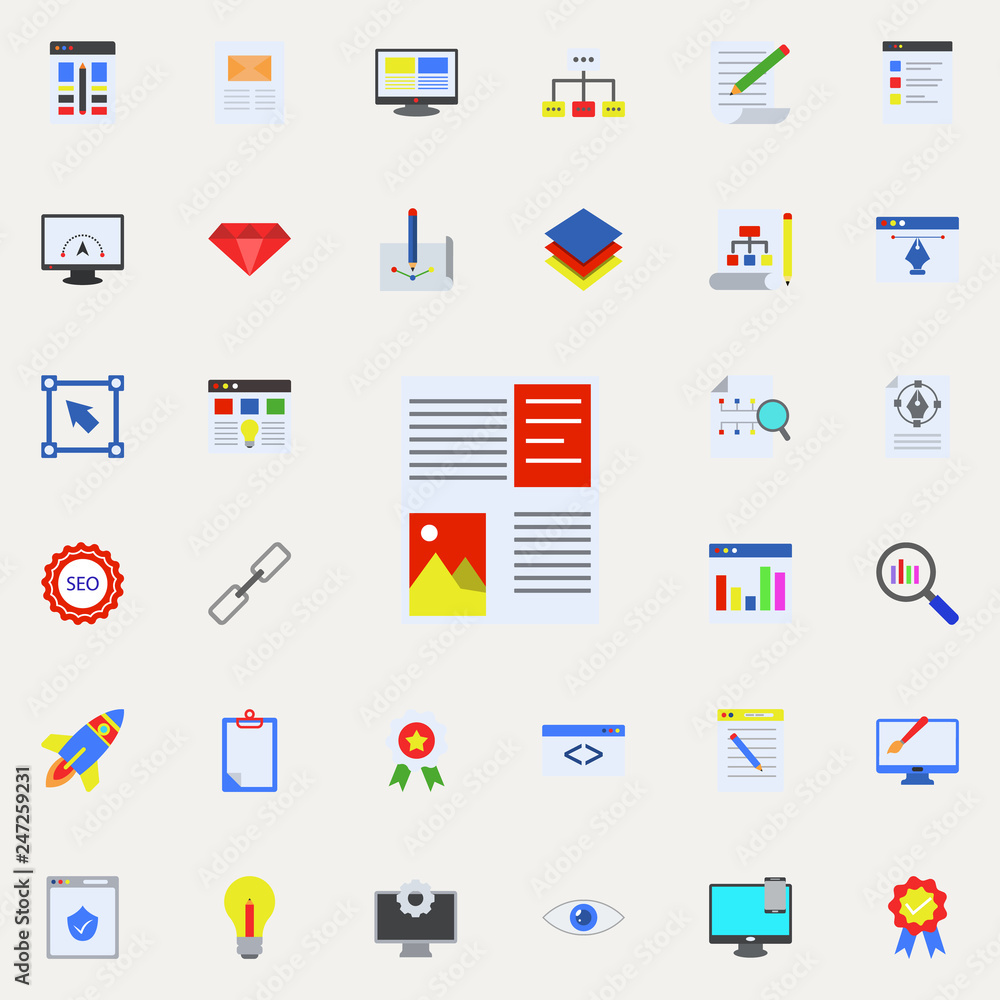 Poster online tourism colored icon. programming sticker icons universal set for web and mobile