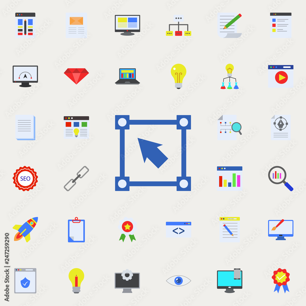 Poster definition of drawing angles colored icon. programming sticker icons universal set for web and mobil
