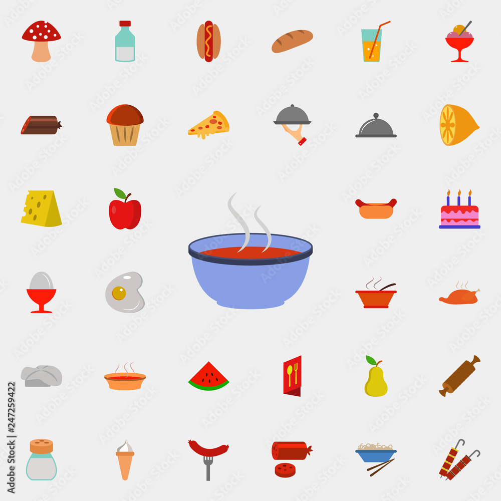 Poster tomato soup icon. resturant icons universal set for web and mobile