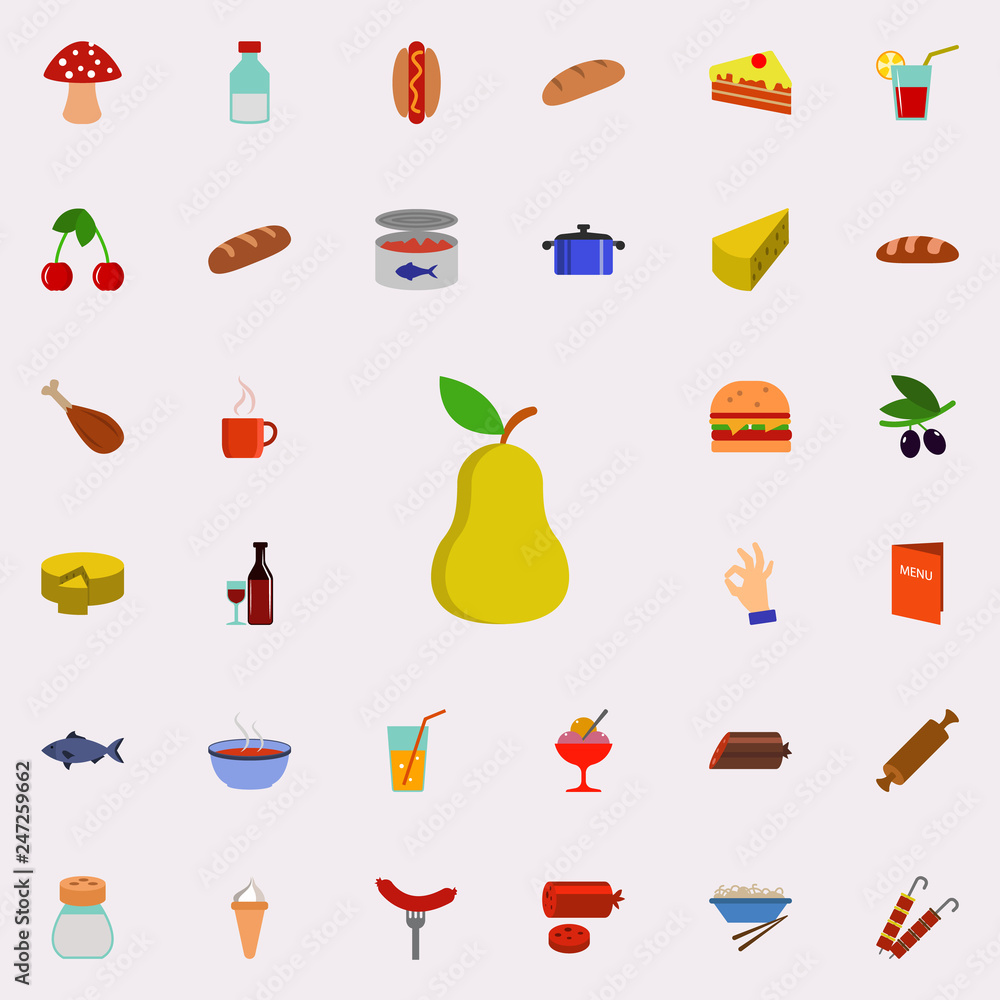 Aufkleber pear icon. resturant icons universal set for web and mobile