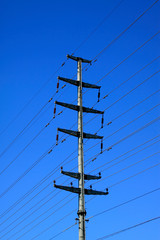 Electric steel rod in the blue sky