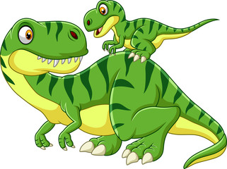 Cartoon-Mutter und Baby-Dinosaurier