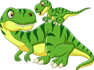 Foto auf Acrylglas Jungenzimmer Cartoon-Mutter und Baby-Dinosaurier