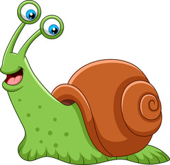 Cartoon happy snail isolated on white background