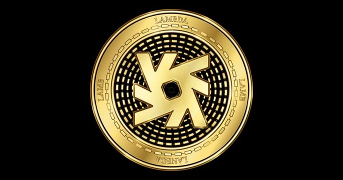Animated Lambda (LAMB) cryptocurrency gold coin
