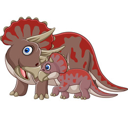 Cartoon triceratops with her baby © tigatelu