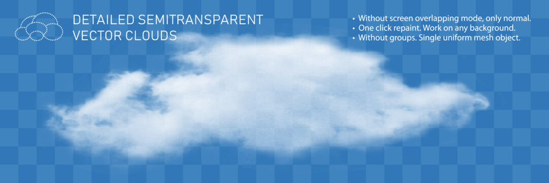 Fountain cloud. Realistic steam transparent vector flow